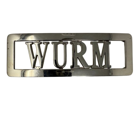 Wurm Chrome Metal Belt Buckle Rectangle Design Polished Finish Kitchy No Belt - Picture 4 of 5